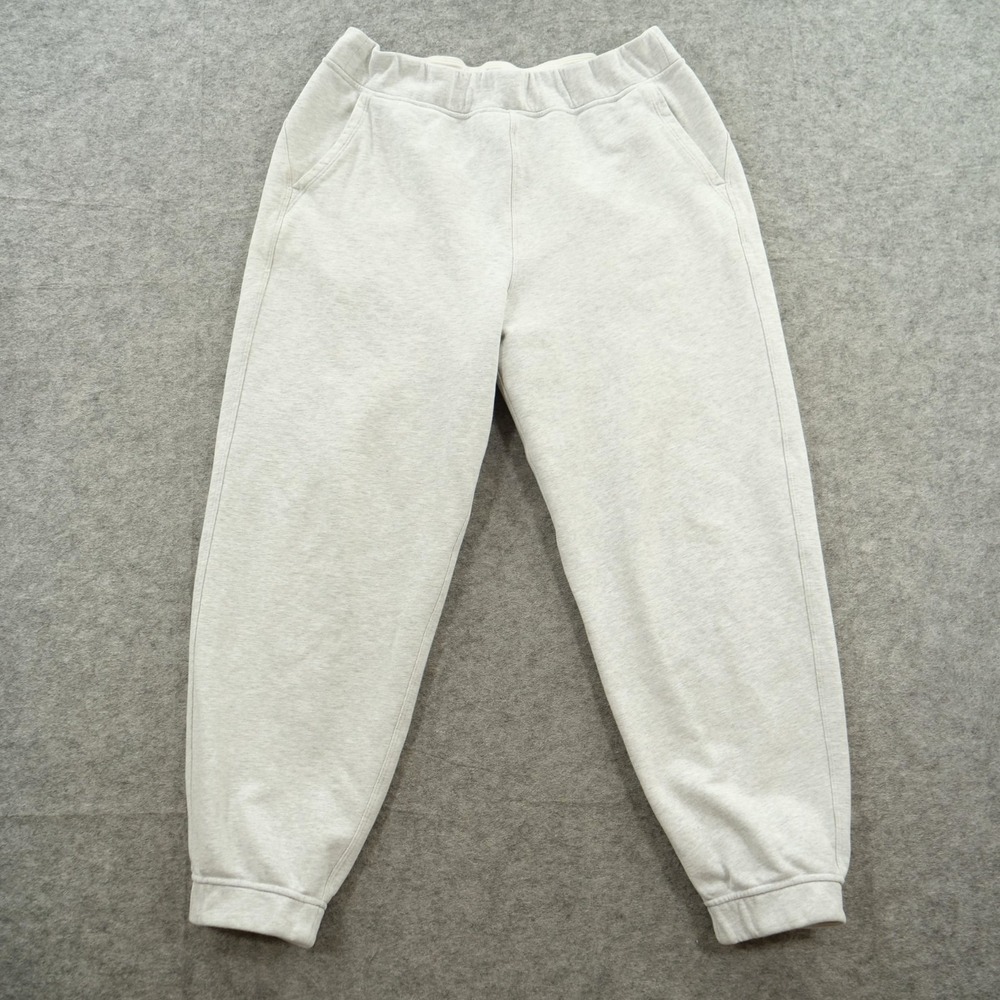 Lululemon Joggers Sweatpants Womens 10 Gray Fleece Tapered Logo Active Gym